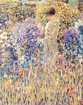 Frederick Carl Frieseke Painting - Lady in a Garden Impressionist women Frederick Carl Frieseke